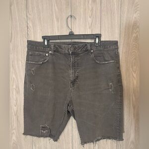 American Eagle Outfitters Black Distressed Denim Cutoff Shorts